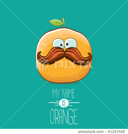 vector funny cartoon cute orange character isolated on azure background. My name is orange vector 41281488