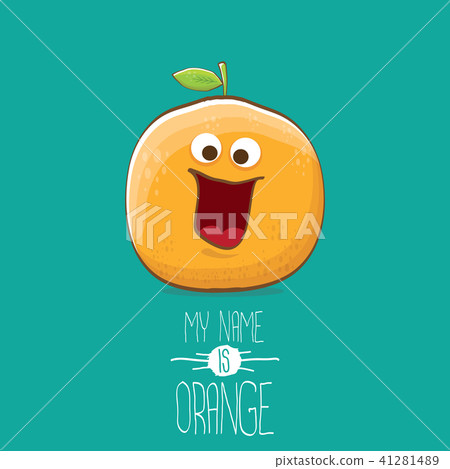 vector funny cartoon cute orange character isolated on azure background. My name is orange vector vector funny cartoon cute orange character isolated on azure background. My name is orange vector 41281489