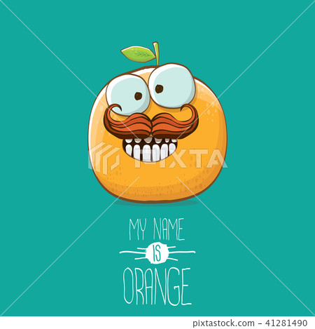 vector funny cartoon cute orange character isolated on azure background. My name is orange vector 41281490