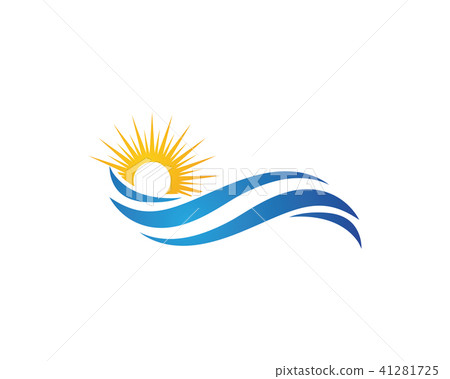 Sun With Water wave icon vector - Stock Illustration [41281725] - PIXTA