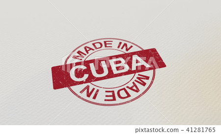 MADE IN CUBA stamp red print on the paper. 3D rendering MADE IN CUBA stamp red print on the paper. 3D rendering 41281765