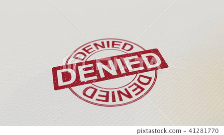 DENIED stamp red print on the paper. 3D rendering 41281770