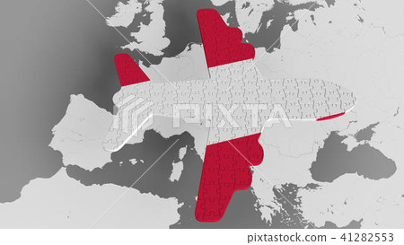 Airplane puzzle featuring flag of Austria against the world map. Austrian tourism conceptual 3D Airplane puzzle featuring flag of Austria against the world map. Austrian tourism conceptual 3D 41282553