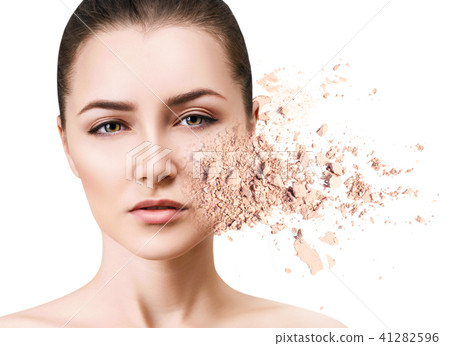 Woman face made from crumbly powder. 41282596