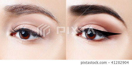 Makeup on eye step by step. Close-up shot. 41282904