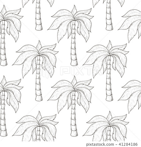 Palm trees as seamless pattern. Hand drawn sketch Palm trees as seamless pattern. Hand drawn sketch 41284186