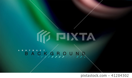 Fluid rainbow colors on black background, vector wave lines and swirls 41284302