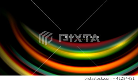 Abstract wave lines fluid rainbow style color stripes on black background. Artistic illustration for 41284451