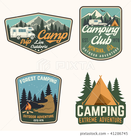 Set of Summer camp badges. Vector. Concept for shirt or logo, print, stamp, patch or tee. 41286745