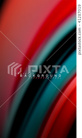 Fluid rainbow colors on black background, vector wave lines and swirls 41287019