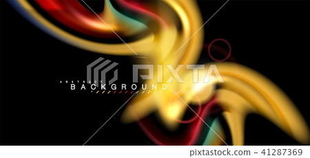 Color shiny light effects on black, liquid style multicolored wavy shape Color shiny light effects on black, liquid style multicolored wavy shape 41287369