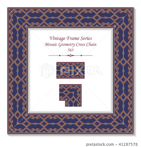 Vintage square 3D frame retro oriental pattern 41287578