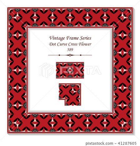 Vintage square 3D frame retro oriental pattern 41287605