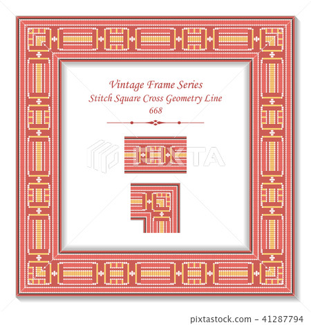 Vintage square 3D frame retro oriental pattern Vintage square 3D frame retro oriental pattern 41287794