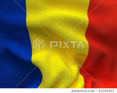 Romania flag on a fabric basis. 41288303