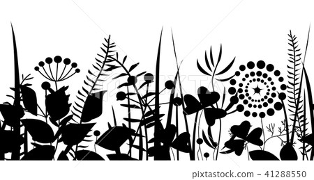 Spring black grass silhouette seamless pattern 41288550