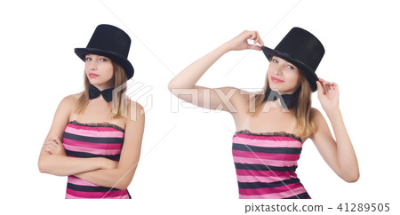 A young woman with hat isolated on white A young woman with hat isolated on white 41289505