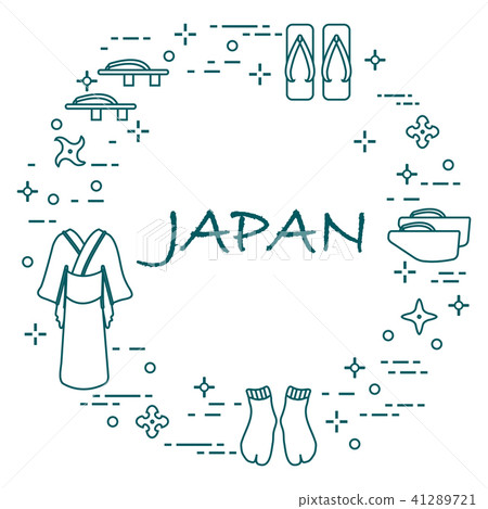 Traditional japanese clothing, shoes and shurikens Traditional japanese clothing, shoes and shurikens 41289721