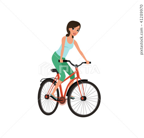 Young woman cycling her bike, active lifestyle concept vector Illustrations on a white background 41289970