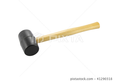 Black rubber head hammer on white background. 41290318