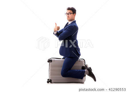 Businessman in business travel concept isolated on white 41290553