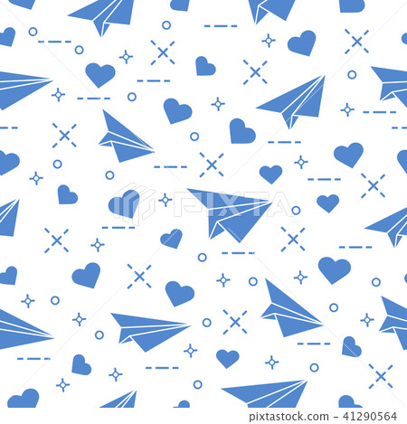 Seamless pattern with paper airplane and hearts Seamless pattern with paper airplane and hearts 41290564