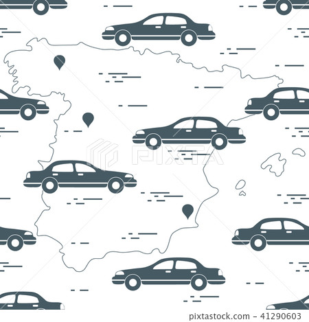 Pattern with cars and map of Spain Travel and Pattern with cars and map of Spain Travel and 41290603