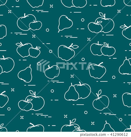 Apples and pears juicy fruit Seamless pattern. - Stock Illustration ...