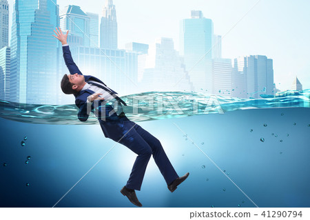 Drowning businessman in insolvency and bankruptcy concept 41290794