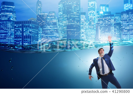 Drowning businessman in insolvency and bankruptcy concept 41290800