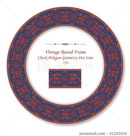 Vintage Round Retro Frame oriental style pattern 41291020