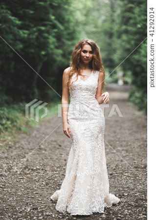 Beautiful luxury bride in elegant white dress Beautiful luxury bride in elegant white dress 41292014