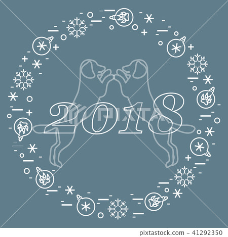 two dogs and inscription happy new year around the 41292350