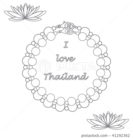 Stylized icon of pearl necklace and lilies 41292362
