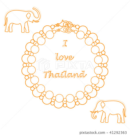 Stylized icon of pearl necklace and elephants 41292363