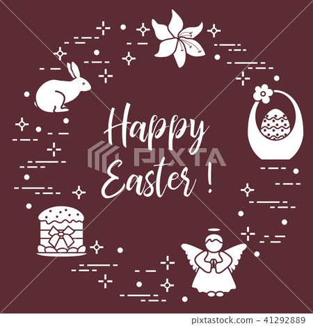 Easter cake, basket, eggs, rabbit, flowers, angel 41292889