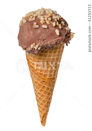 wafer cone with chocolate scoop of ice cream wafer cone with chocolate scoop of ice cream 41293553