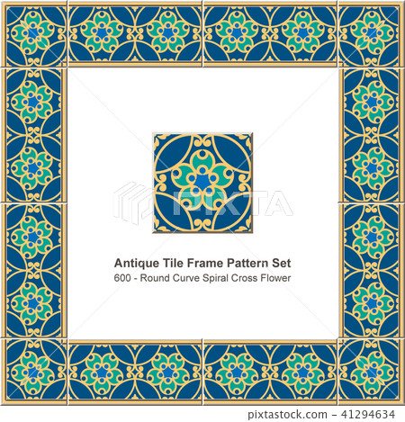 Antique ceramic retro tile frame pattern set 41294634