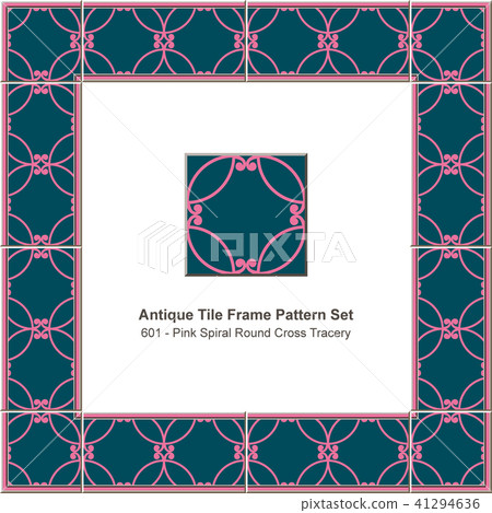 Antique ceramic retro tile frame pattern set 41294636