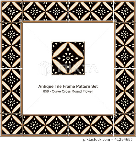 Antique ceramic retro tile frame pattern set 41294695