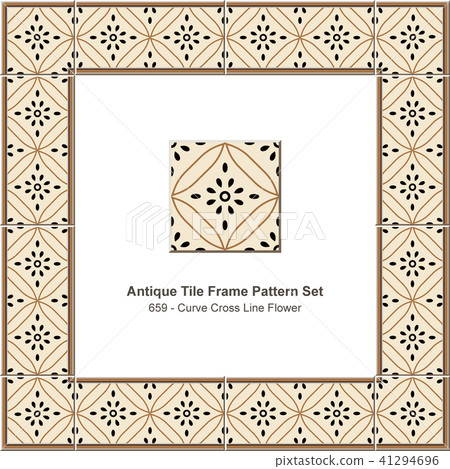 Antique ceramic retro tile frame pattern set 41294696