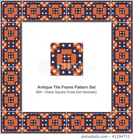 Antique ceramic retro tile frame pattern set 41294711