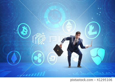 Concept of various cryptocurrencies and businessman 41295106