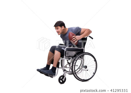 Football player recovering from injury on wheelchair 41295331