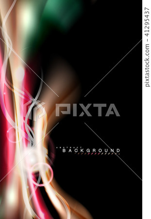 Color shiny light effects on black, liquid style multicolored wavy shape 41295437