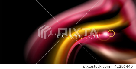 Color shiny light effects on black, liquid style multicolored wavy shape 41295440