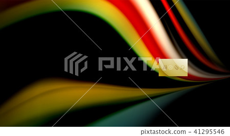 Fluid rainbow colors on black background, vector wave lines and swirls 41295546