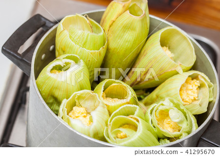 Colombian Sweet Corn Wrap Preparation 41295670