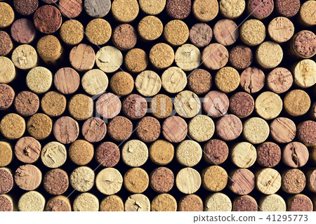 Wine bottle corks stopper closeup, top view Wine bottle corks stopper closeup, top view 41295773