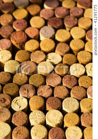 Wine bottle corks stopper closeup, top view Wine bottle corks stopper closeup, top view 41295775